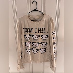 On Fire Women’s Long Sleeve Panda T-shirt Size 2X